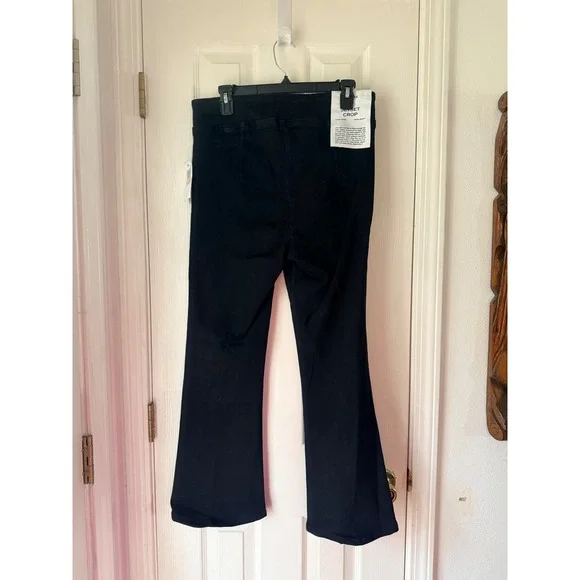 FRAME Jetset High Rise Crop Mini Bootcut Jeans Sheen Noir Black Size 2 JCMB631 - Picture 5 of 5